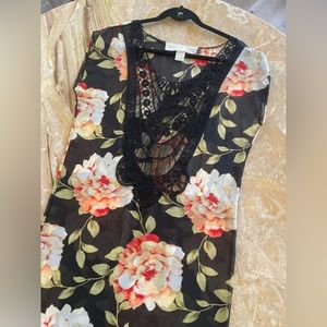 Jen's Pirate Booty long see through floral dress with lace